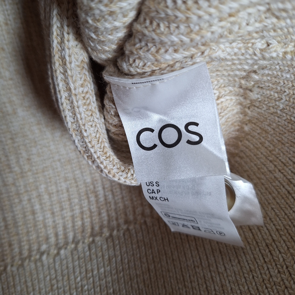COS Cream Ribbed V-Neck Button-Front Cardigan Jacket Size S - Picture 5 of 9